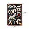 Metal Poster Coffee and Wine Wall Art for Kitchen