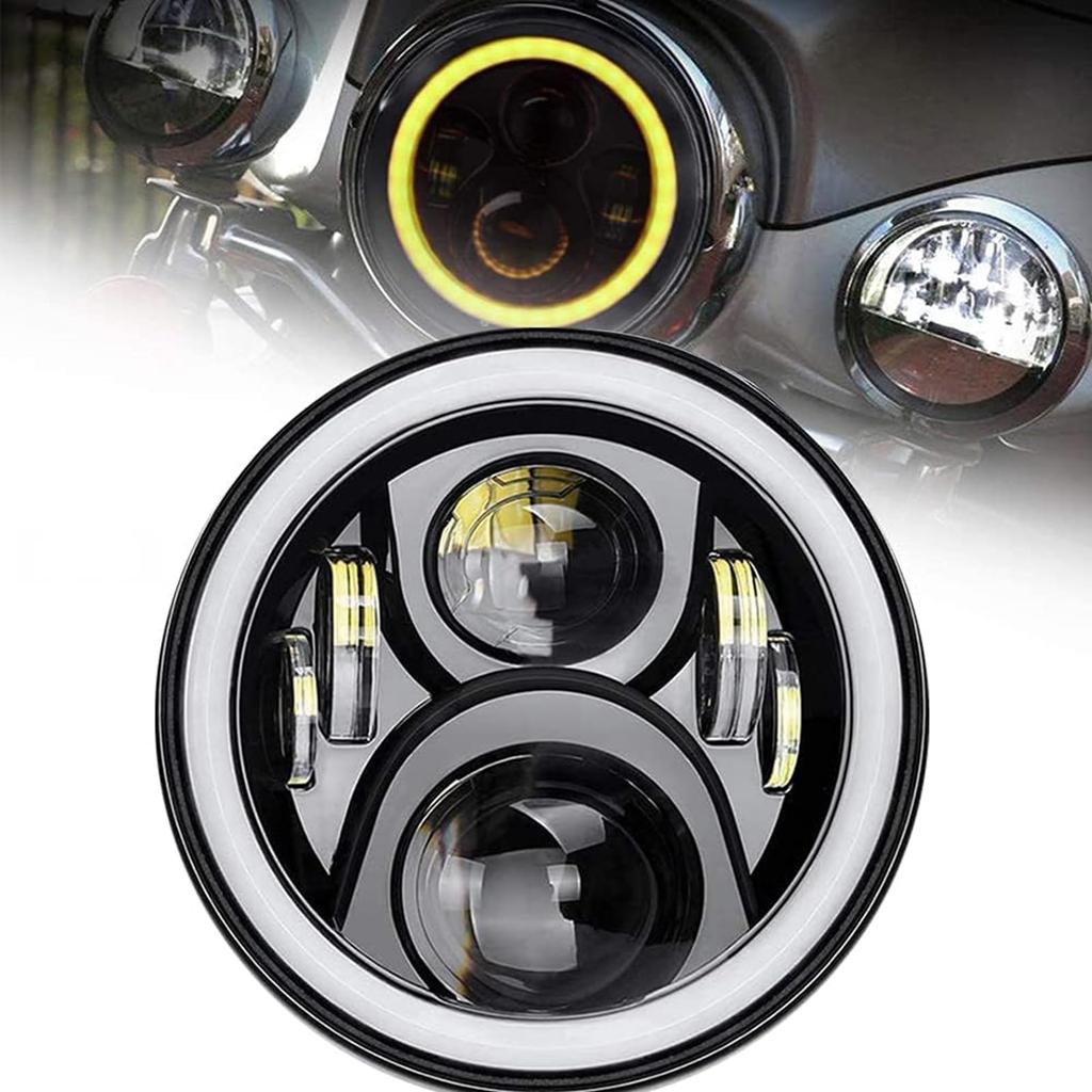 Largoods LED Headlight with Turn Signals and White Compatible with and Honda Cafe 7-inch DRL, Hi/Lo Switch, Ring, Harley, Kawasaki, Suzuki, Yamaha,