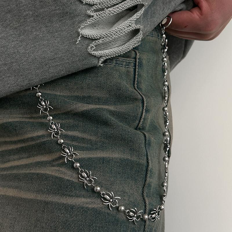 Vintage Personalized Goth Punk Spider Waist Chain For Men Punk Jeans Pants Chain Hip Hop Dancers Pants Decoration Chain Gifts