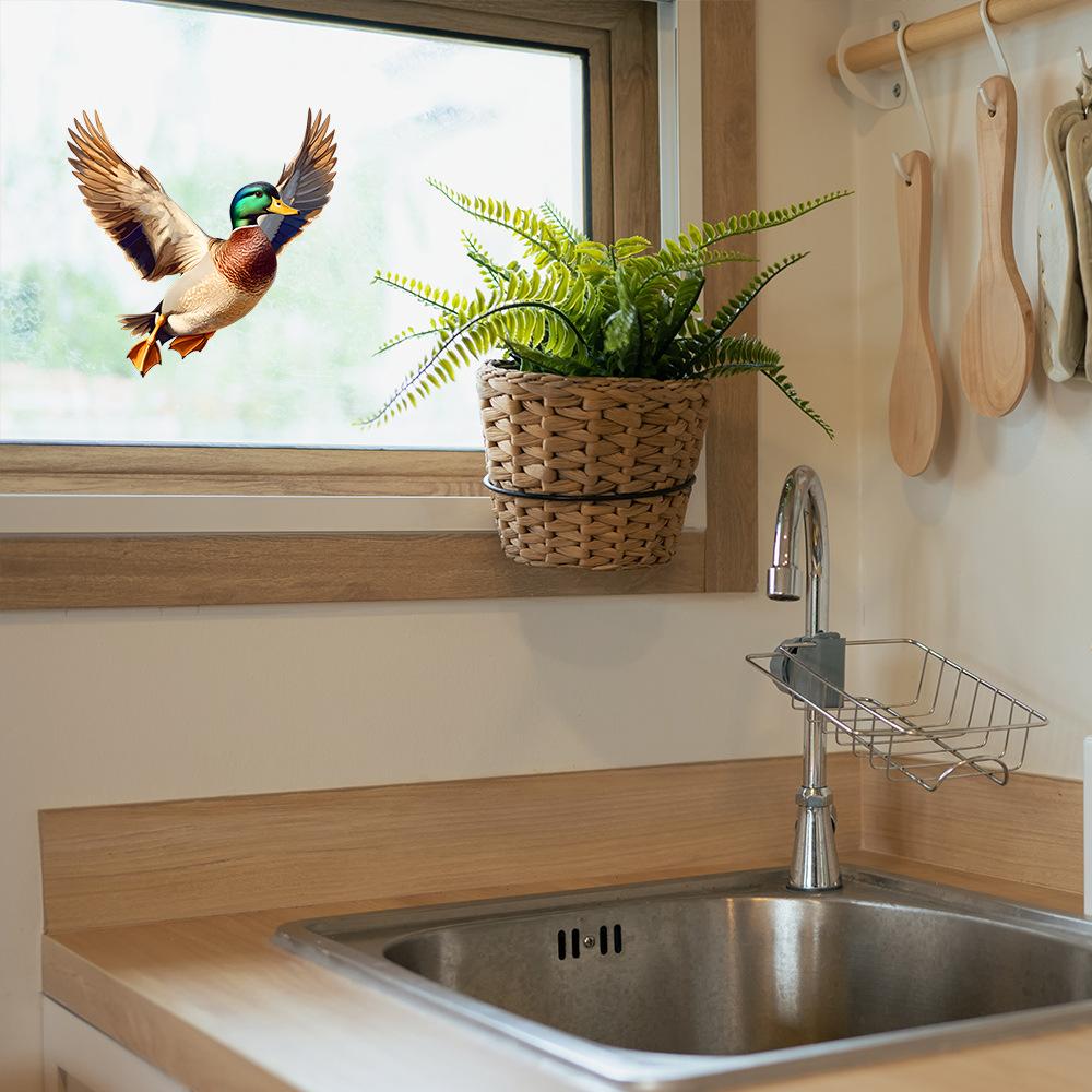 Painted Green-headed Duck Balcony Glass Window Beautification and Decoration Electrostatic Uv Window Stickers