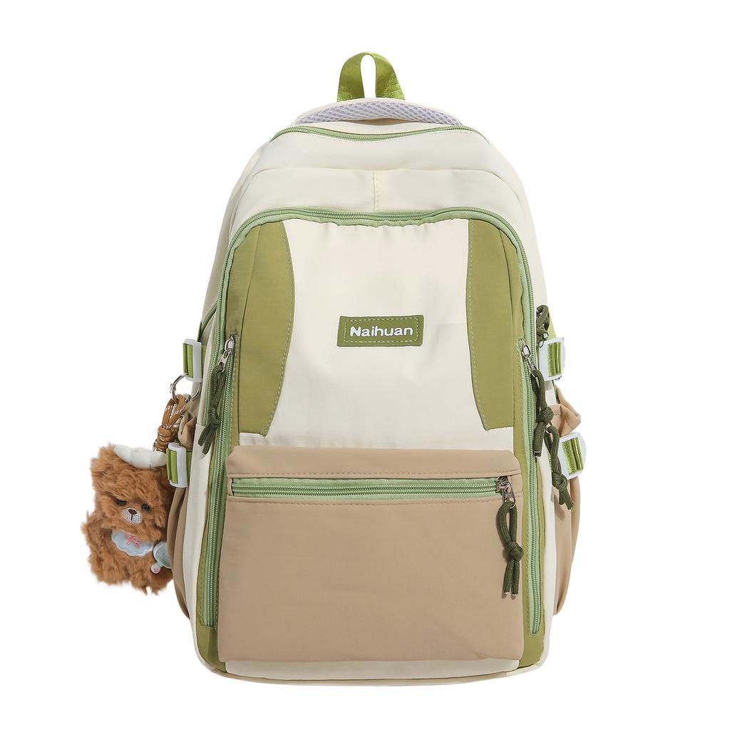 Schoolbag student backpack new junior high school student large capacity Korean version simple schoolbag trendy fashion contrasting color backpack 