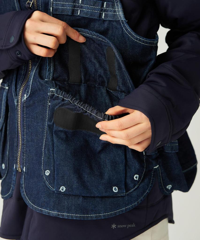 Snow Peak TAKIBI Denim Vest and Size L JK-25AU012, Men's Women's, Indigo,