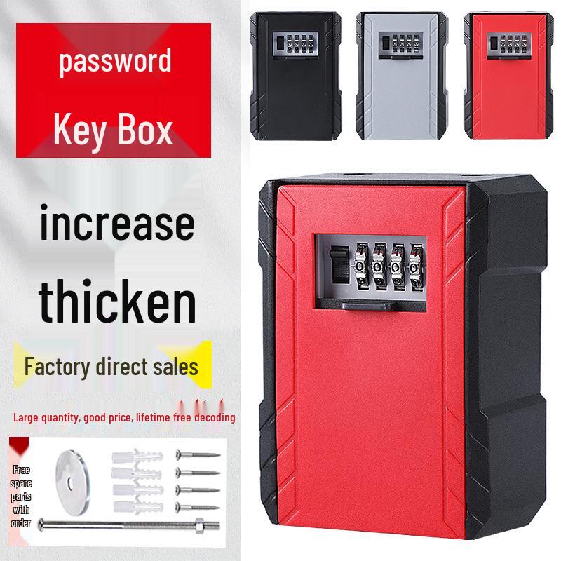 Wall-Mounted Key Lock Box with Password for Temporary Use at Home and Guesthouses