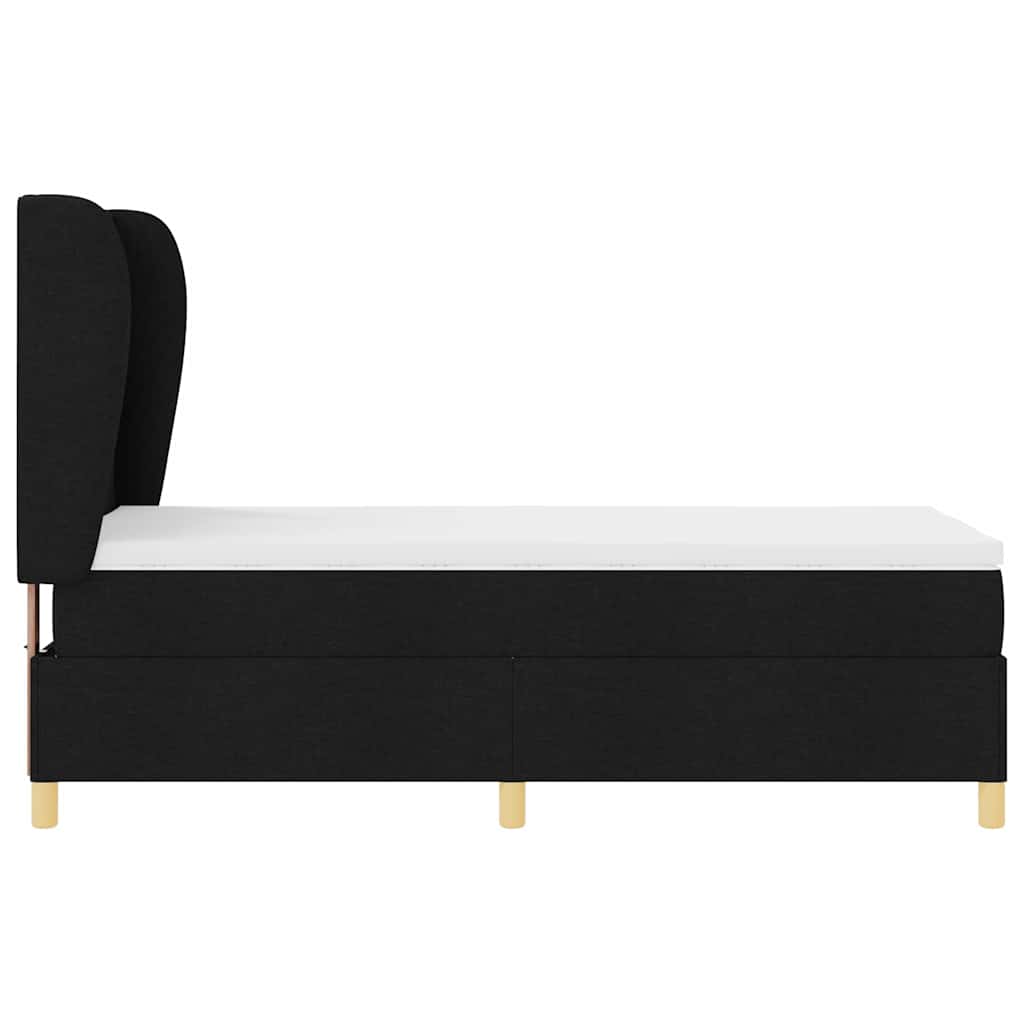Box Spring Bed with Headboard Black 200 X 90 Cm Fabric