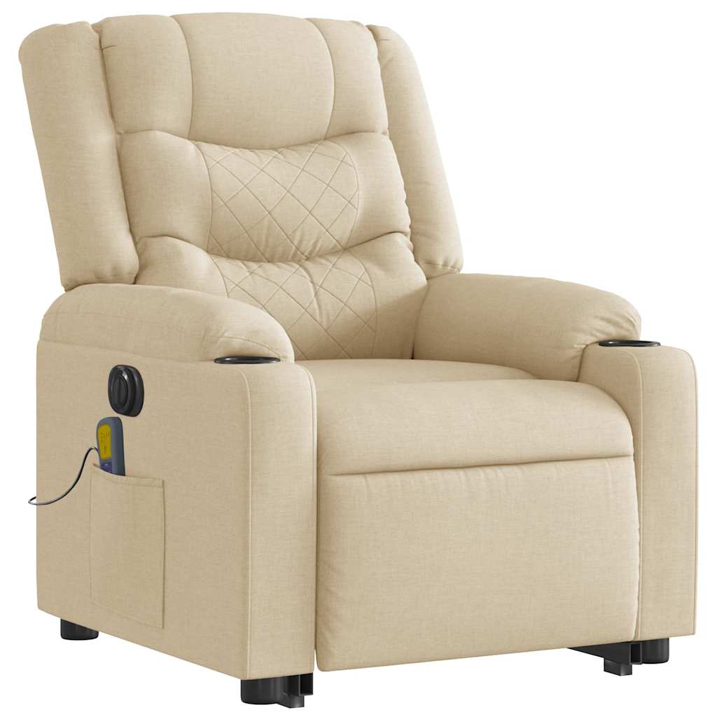 Electric Massage Recliner with Rising Function Cream Fabric
