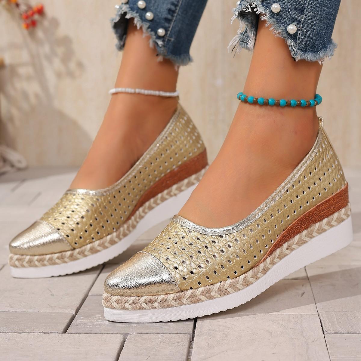 

Women s Wide Width Espadrille Flats: Breathable Knit Rope Wedge Slip-On Shoes with Pointed Toe for Women, Casual Comfort Summer Shoes 36