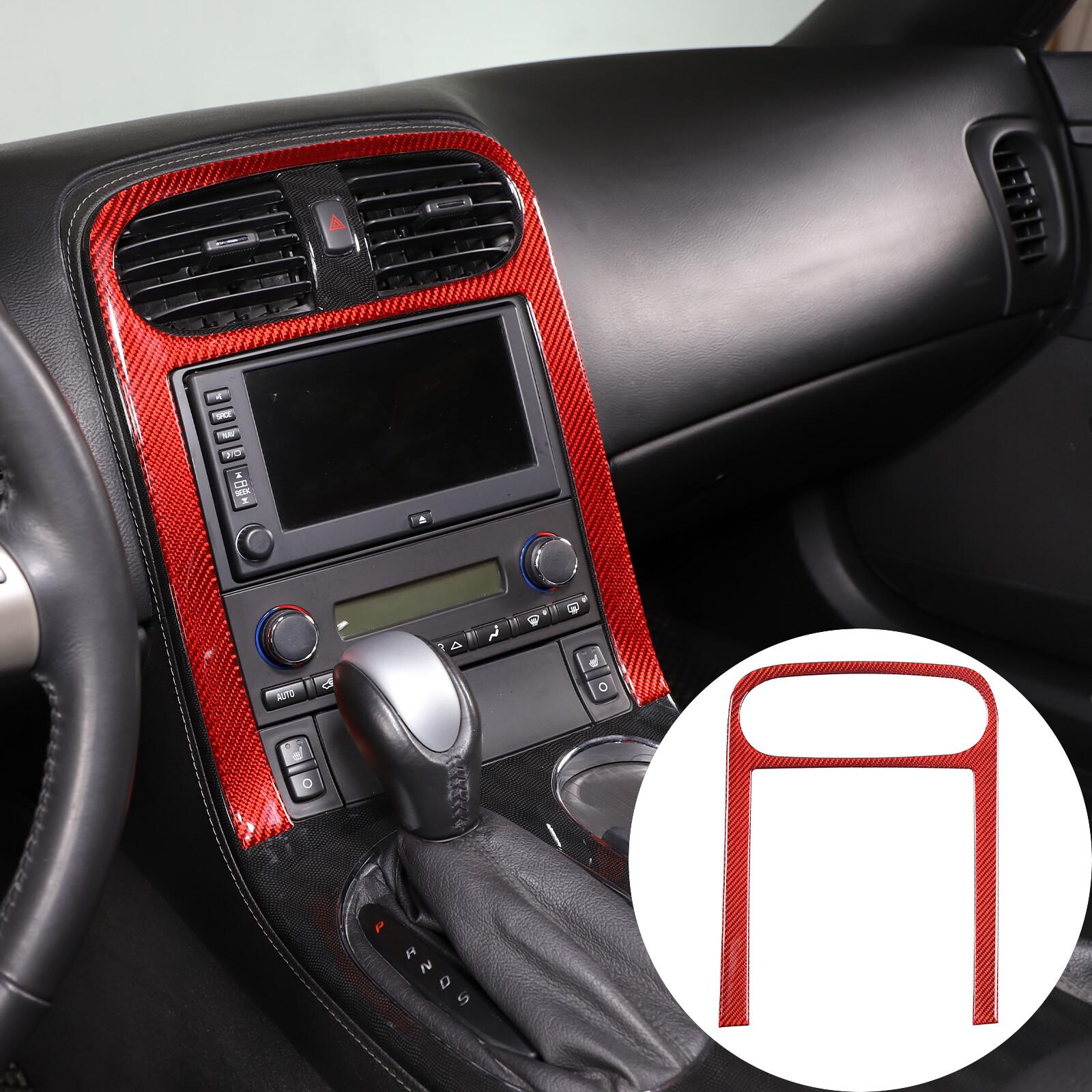 Red Carbon Fiber Center Control Warning Light Panel Cover For Corvette C6 05-13