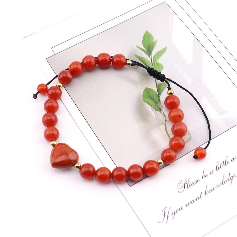 Natural Crystal Love Bracelet, Various Materials, White Powder Amethyst Beaded Bracelet, Adjustable Bracelet B111