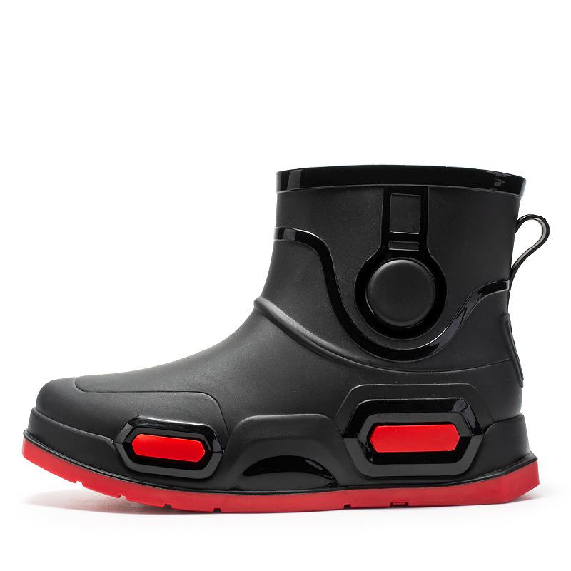 Fashion short rain shoes men's adult new rain boots wear thick-soled wear-resistant rubber shoes kitchen non-slip low-top waterproof shoes