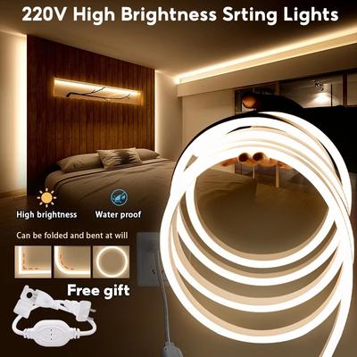 Strisce LED 220v Impermeabili 1m/3m/5m/10m Luci a Nastro Cob Decorazione Esterna Striscia Neon Flessibile