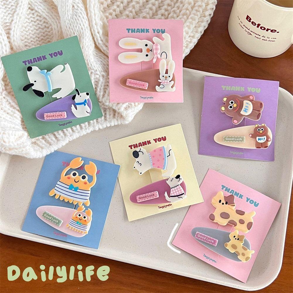 Animal Cartoon Mini Hair Clip Candy Color Korean Style Cute Barrettes Set Kawaii Princess Series Bear BB Clip Hair Styling Tool