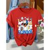 Back-to-School Season Fashionable and elegant style BACK TO SCHOOL Patterned Print Round Neck Short Sleeve T Women's shirts for spring