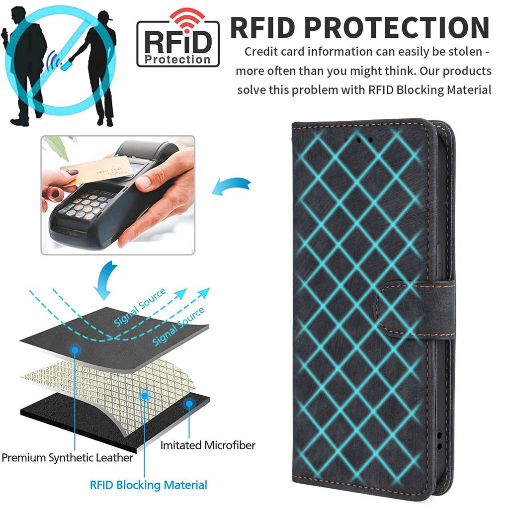 For Oppo Reno11 F 5G/F25 Pro 5G Wallet Case RFID Blocking Phone Cover with Wrist Strap
