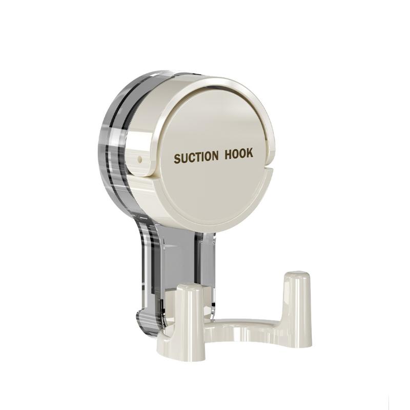 Wall Mounted Vacuum Suction Cup Double Hook No-Drilling Key Towel Hanger Hook For Bathroom Kitchen Removable Storage Hook
