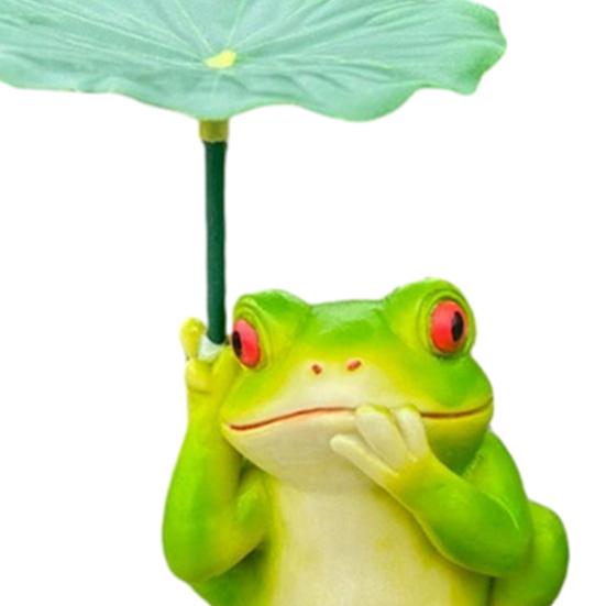 2 Pcs Umbrella Frog Garden Statue Cute Frog Turtle Holding Umbrella Figurine Resin Sculpture for Fish Tank Planter Pot Patio Pond Decor
