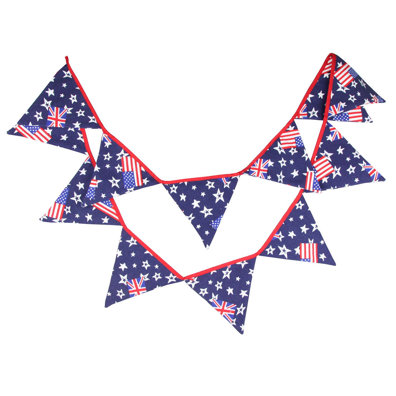 Треугольные холщовые флаги Union Jack и Звездно-полосатый флаг США для фестивального украшения