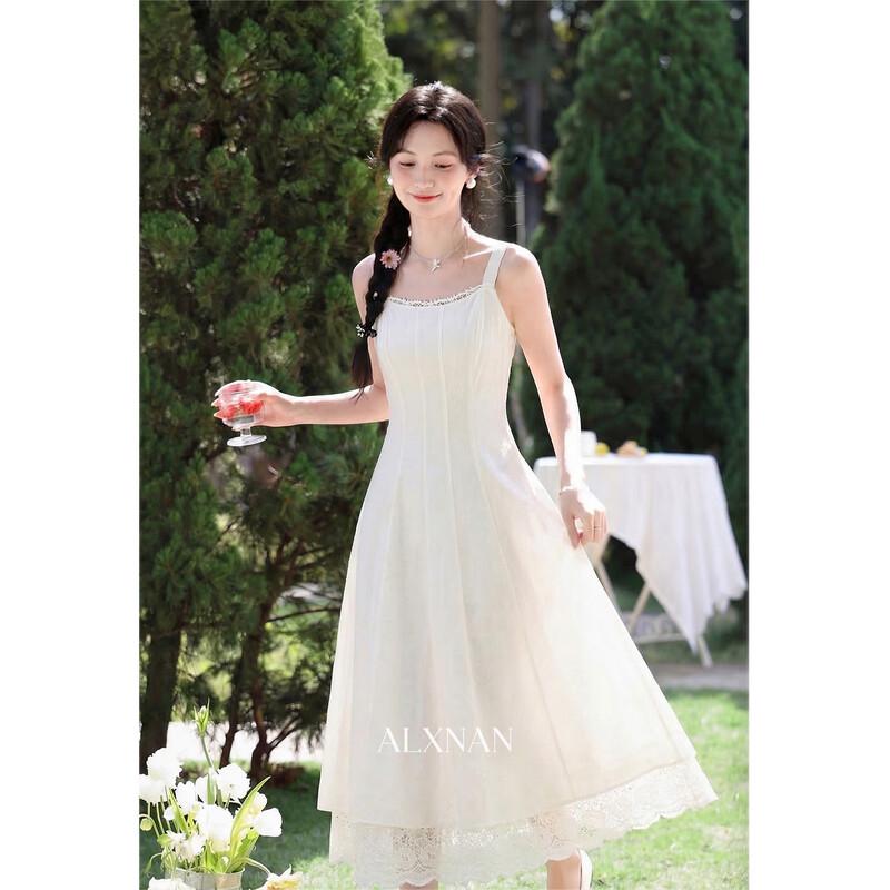 French Style Lace Sleeveless Midi Dress L