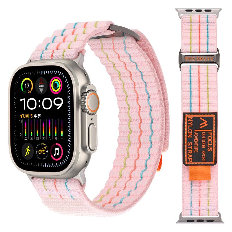 Straps for Apple Watch Band 44mm 40mm 49mm 41mm 45mm 38mm 42mm Nylon Loop Bracelet iWatch Ultra 2 Series 7 6 5 3 Se 8 9 10 45 Mm