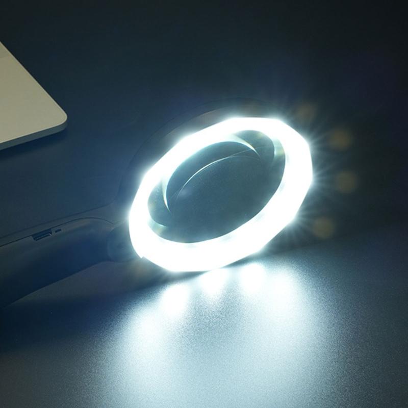 10X Magnifying Glass Lens Handheld Eye Loupe Magnifier with Light for Senior Newspaper Reading Jewelry Stamps Inspection