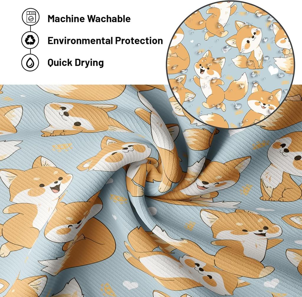 Cute Fox Shower Curtain Kids Toddler Cartoon Animal Shower Curtains for Bathroom Decor, Waterproof Cloth Fabric with Hooks 70" W