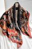 Scarf 90x90 Black with an Oriental Pattern - Warm Autumn Colors