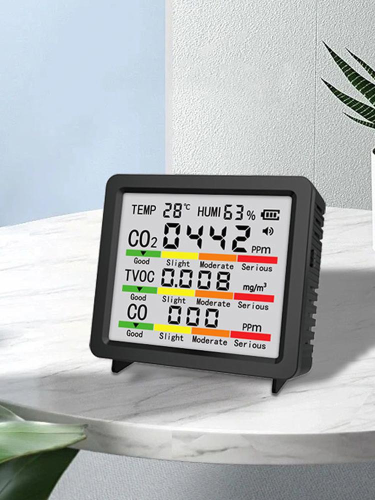 Indoor Air Quality Monitor TVOC Temperature Humidity CO CO2 Detection Air Quality Detector for Home Hotel Office Car