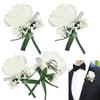 4 Stück Rose Hochzeitsanstecker Weißer Anstecker Handgemachte Ansteckblume Knopflochblumen Künstlich