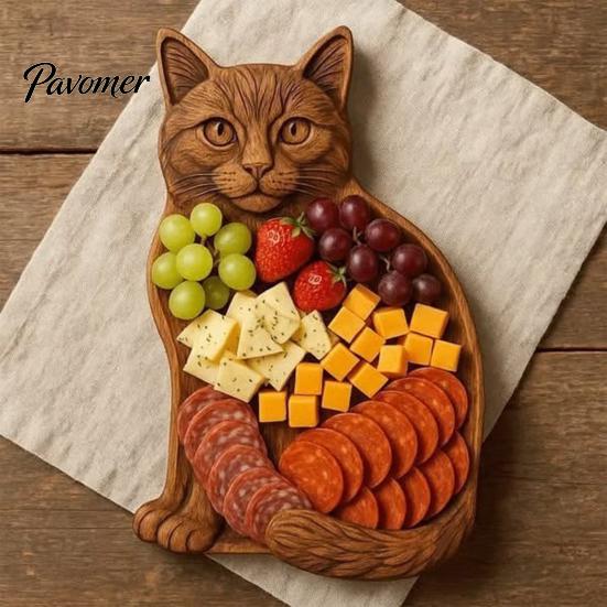 Solid Wood Food Display Wooden Christmas Tree Charcuterie Platter, Animal Shape Serving Tray with Turtle Cat Dog, Fruit Nut Platter Divided