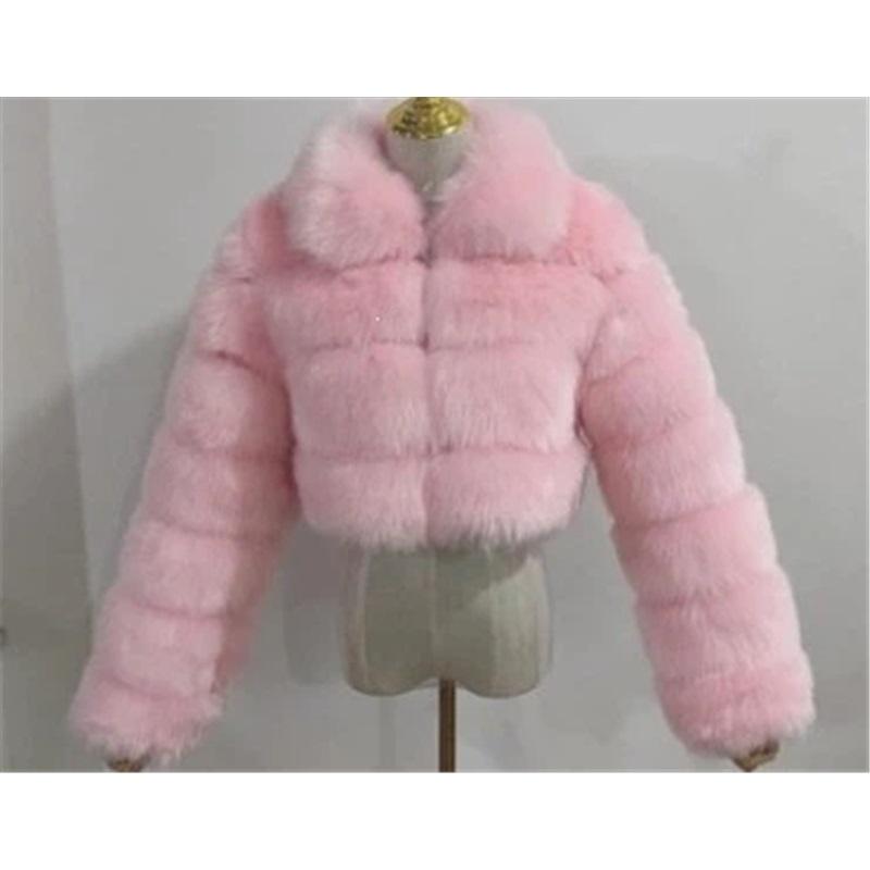 Luxury Faux Fur Jacket For Women Lapel Long Sleeve Spliced Short Warm Furry Winter Coat