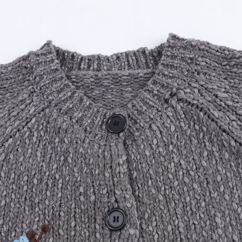 Kaslead New Women clothes Western Style Fashion Simple and Versatile Handmade Embroidery Knit cardigan Outerwear