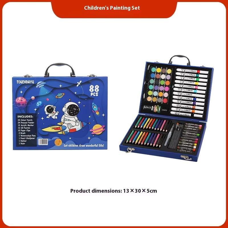 88PCS Acrylic Marker Pen & Watercolor Pen Set Student Painting Tools Gift Box Watercolor Pens Art Set Gift for Children