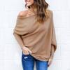Women's Fashion Fall Off Shoulder  Sleeve Top Threaded Ladies T-shirt