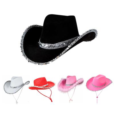 Birthday Party Hats For Women Sequin Cowgirl Hat   Party Cowboy Costume Adult