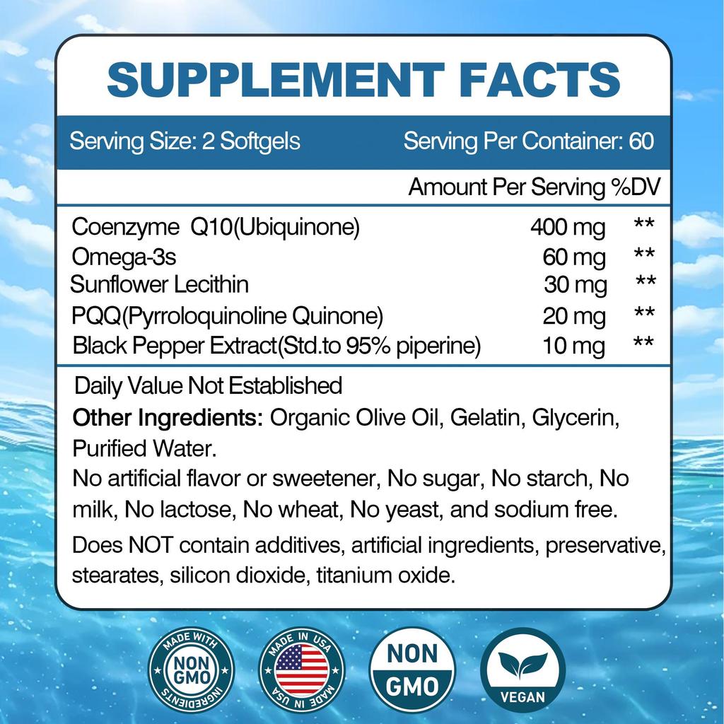 XEMENRY 400 Mg Coenzyme Q10 Capsules - Heart Health - Energy