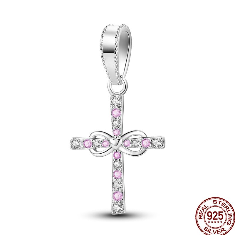 Copper Cross Bible Dove Holy Blessing Demon Eye Shiny Charm Bead Fit Pan Original Bracelet Diy Exquisite