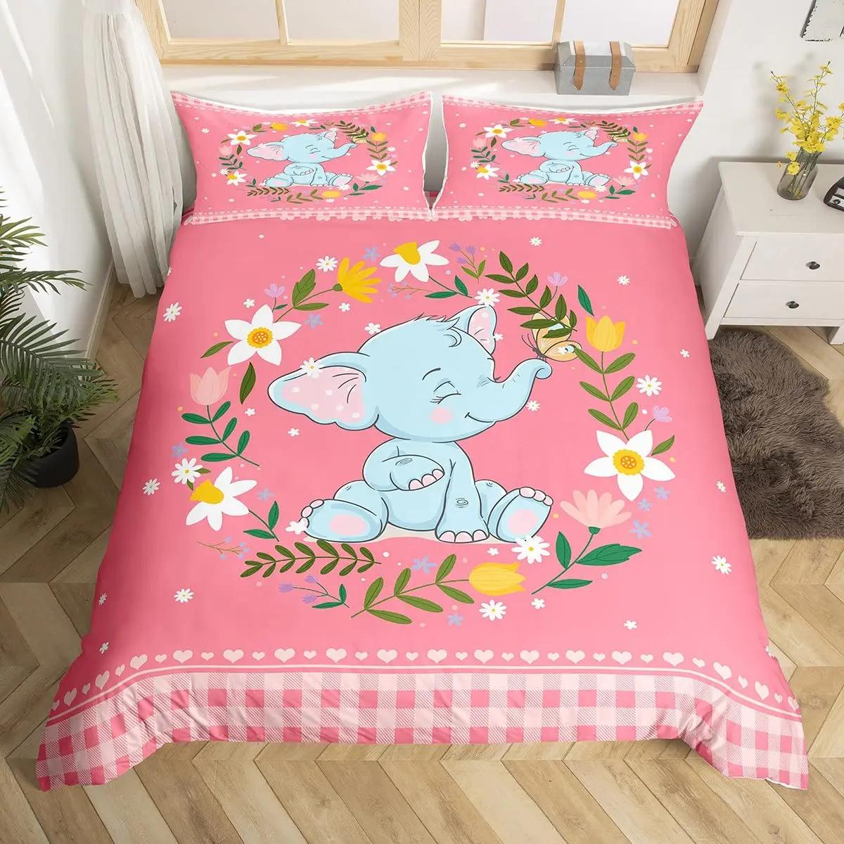 

Girls Unicorn Duvet Cover Set King Size Cute Golden Glitter Unicorn Bedding Set Pink Floral Quilt Cover Fantasy Animals Bed Set EU Twin(135x200cm)
