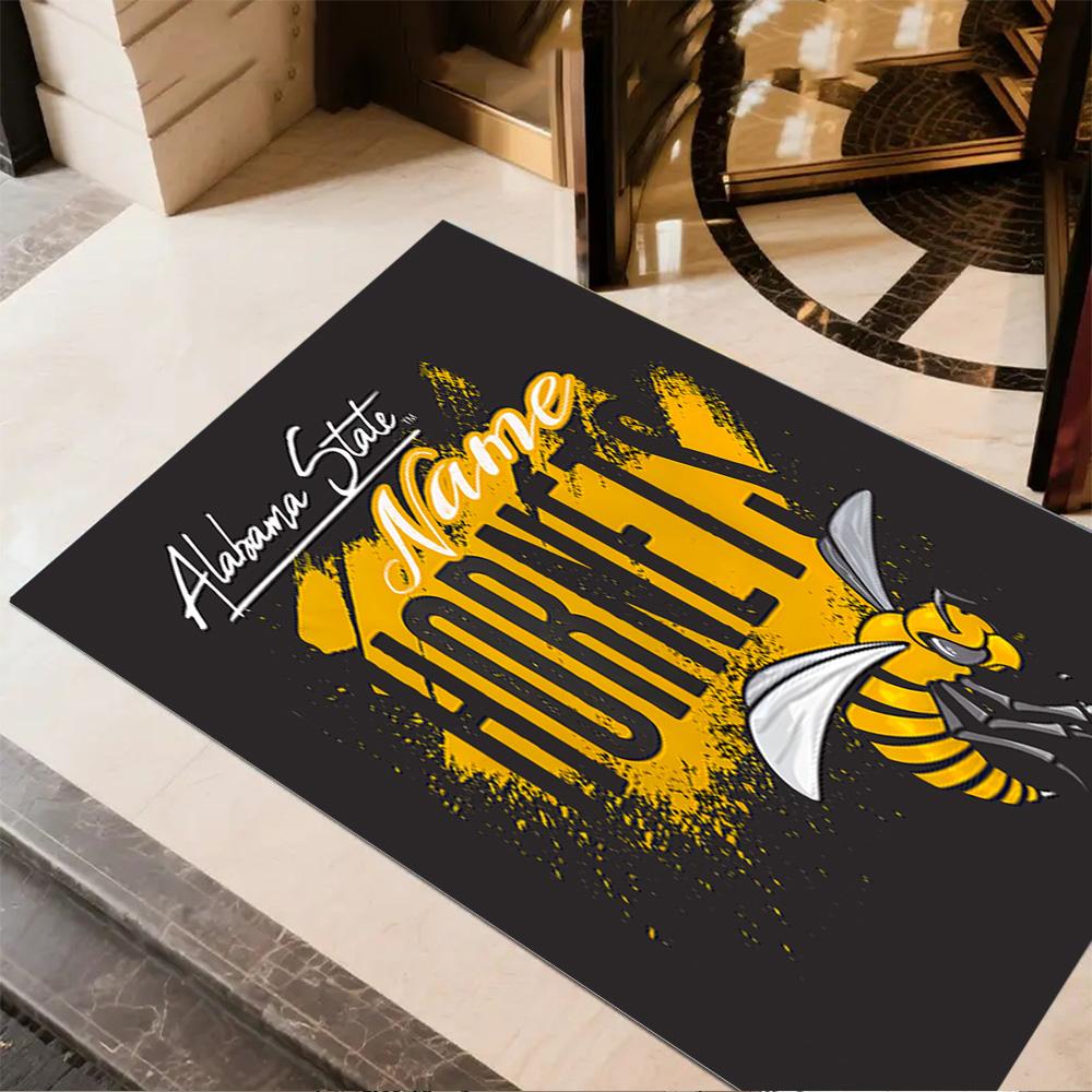 Alabama State Hornets Pride Customizable Name Area Rug Suitable for Entryway Kitchen Game Room Playrooms Antislip Carpet Anime Office Decor