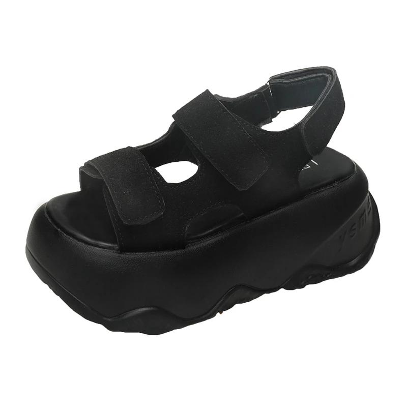 Fashion 8CM Summer Women Buckle Slippers Flip-Flops Beach Shoes Wedge Heels Slides Woman Platform Slippers Candy Colors Outside Sandals