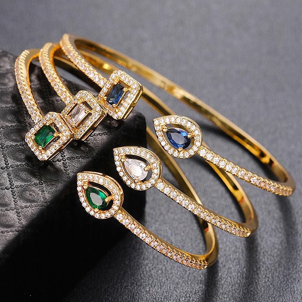 Supply Open Bracelet Trend Ins Yellow Zircon Bracelet  Simple Hand Jewelry