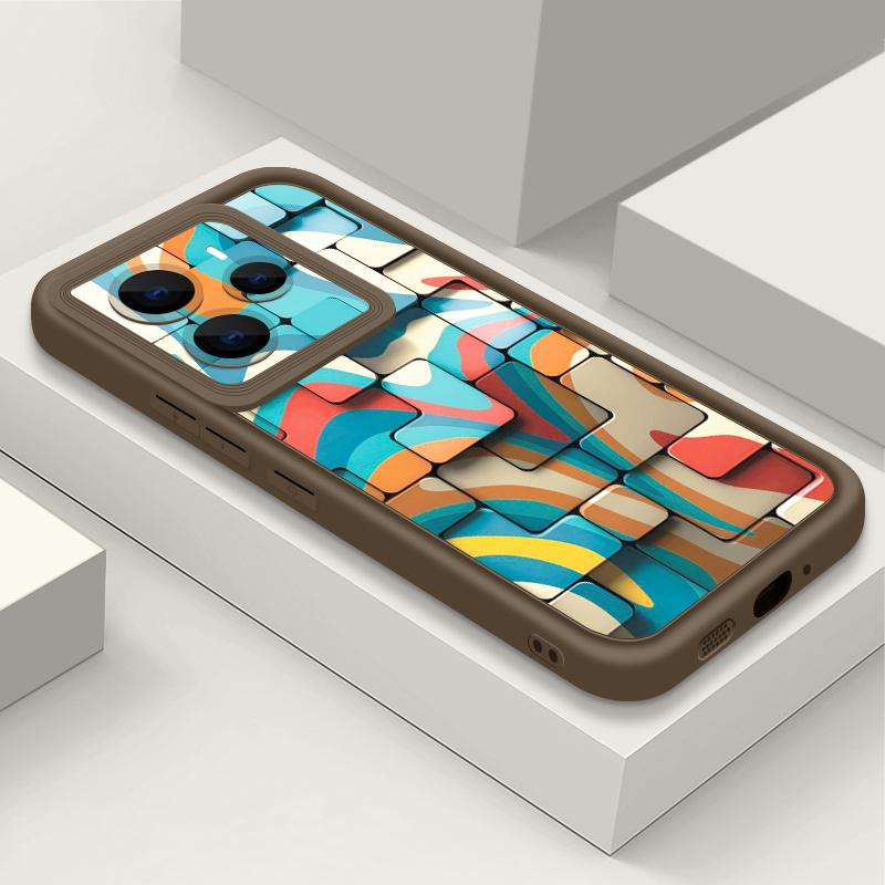 Soft TPU Phone Case For Xiaomi Redmi Note 15 14 13 Pro 4G For Redmi Note 13 14 Pro Plus 5G Colorful Geometric Pattern Back Cover