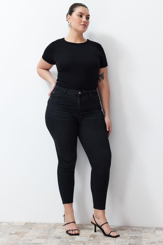 Women's Style Plus Size Black Slimming Effect Super Flexible High Waist Skinny Jeans