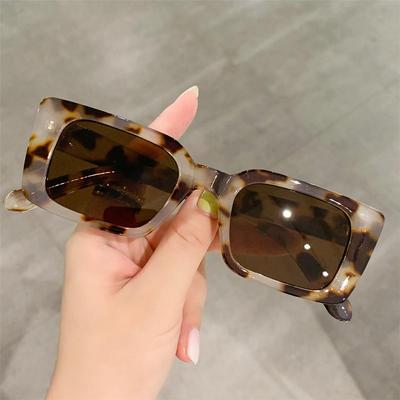 Vintage Beach/Travel Gradient Women's Fashion Rectangle Leopard Sun Glasses Shades Men Square Sunglasses Luxury Designer Lenses