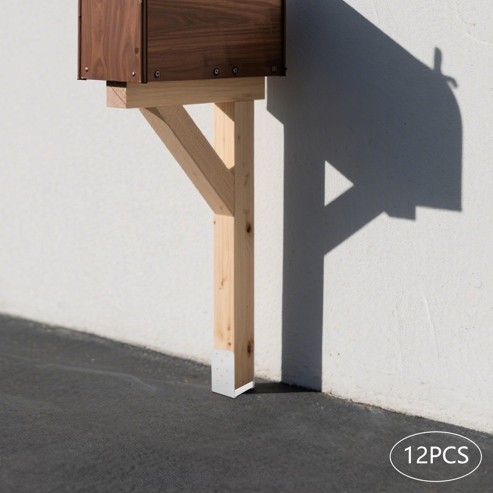 

12 PCS U-Shaped Post Base Anchor Brackets, 201 Stainless Steel Deck Railing Support, 9x9.2x15cm Fence Mailbox Mounting Hardware 12pcs серебряный