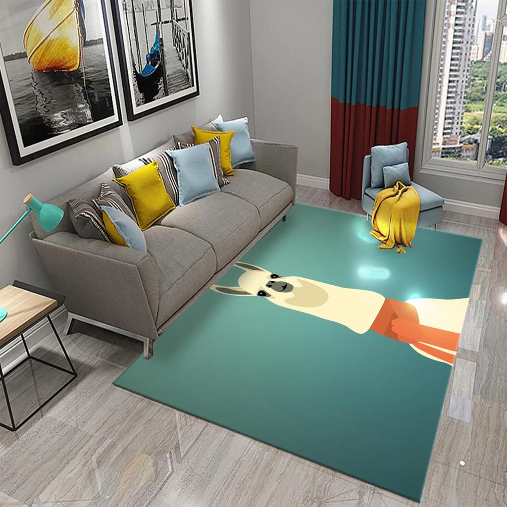 Cartoon Alpaca Carpet Funny Animal Area Rugs for Living Room Doormat Bedroom Bathroom Non Slip Floor Mat Children Crawling Rug