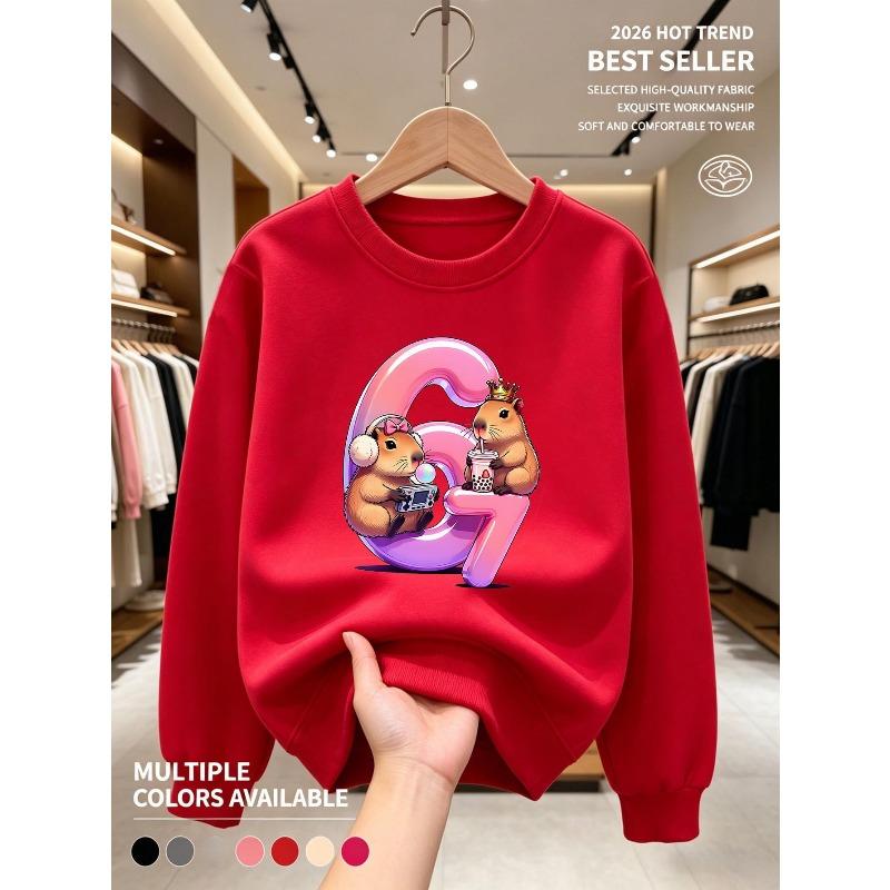 European sizes New Fashionable Kids' Sweatshirt, Comfortable Crewneck Sweatshirt for Kids, Casual Versatile Trendy Printed Top for Students