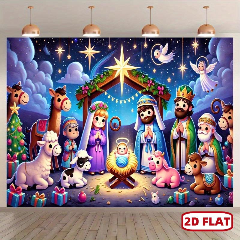 2D plane 1 Christmas background - various sizes featuring the Sagrada Familia theme with shepherds and angels.zyc