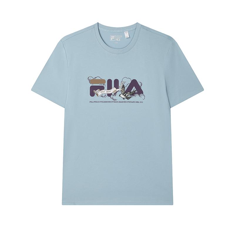 

FILA Heritage Cloud Cool Antibacterial Breathable Casual Short Sleeve T-Shirt Men Tops Forget-Me-Not-Blue F11M518102FLB XXL