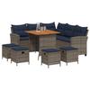 6 Piece L Shaped Garden Sofa Set with Cushions Grey Poly Rattan