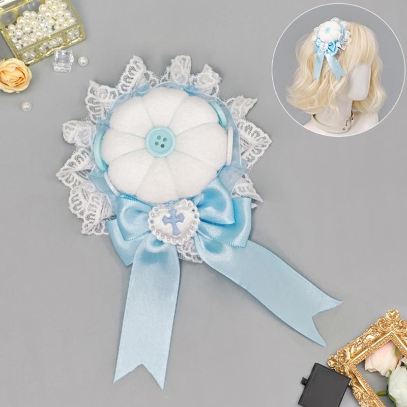 Anime Style Hair Clip Lace Barrettes And Button For Secure Bun Hold In Various Occasion Comfortable Hairpin
