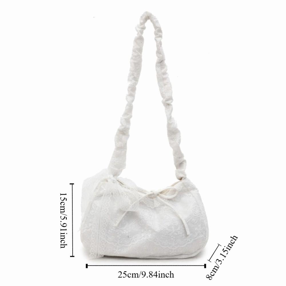 Tote Bag Lace Shoulder Bag With Ribbon Large Capacity Bag Storage Bag Simple Canvas Handbag  Work